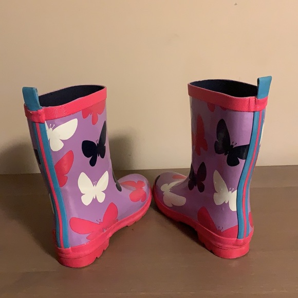 Hatley Pink “Butterfly” Boots - Girl’s Size 2 - Picture 6 of 8
